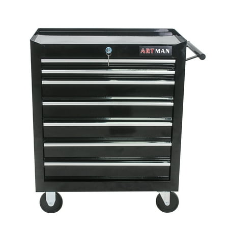 Noaman 7-Drawer Multifunctional Tool Cart with Wheels - Black