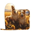 thumbnail image 2 of Honeii Pastoral Sunflower Corgi patten Oven Mitts and Pot Holders Sets, Baker Oven Mitts, Mittens for Kitchen Decor, Baking Lover over Gloves Gifts, 2 of 7