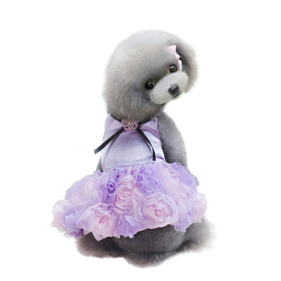 OutmaxHome Pet Dress Shirt Cute Dog Sundress Printed Princess Dress Puppy Summer Apparel Clothes Dog Skirt Shirt with Ruffles for Small Cats Puppy