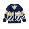 thumbnail image 2 of LYMAYTER Kids Boys Cardigan Sweaters Streak All Match Sweaters Spring Autumn Knit Sweaters for Toddler 3-8Y, 2 of 8