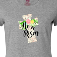 thumbnail image 4 of Inktastic He is Risen Cross with Script and Flowers Women's T-Shirt, 4 of 5
