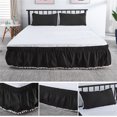 thumbnail image 2 of Wrap Around Bed Skirt Elastic Silky Soft Dust Ruffle Pleated Bed Skirt Home Skirt Bedspread-black-200x200x40cm(79x79x16inch), 2 of 6