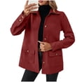 thumbnail image 3 of LWITHSZG Pea Coats for Women Casual Dressy Collared Long Sleeve Button Down Jacket Fall Winter Single Breasted Trench Coat with Pockets Size XXL, 3 of 7