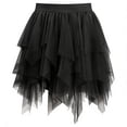 thumbnail image 4 of Haivin Women's Mini Skirts Mesh Flowy Ruffled Skirt Layered Low Rise Pleated Asymmetrical Short Skirts, 4 of 6