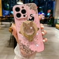 thumbnail image 7 of for iPhone 16 Pro Magnetic Case with Ring Holder, [Compatible with Magsafe] Bling Diamond Glitter Cute Lace Floral Cat Butterfly Kickstand Girly Woman Shockproof Phone Cover for 16 Pro (Gold), 7 of 7