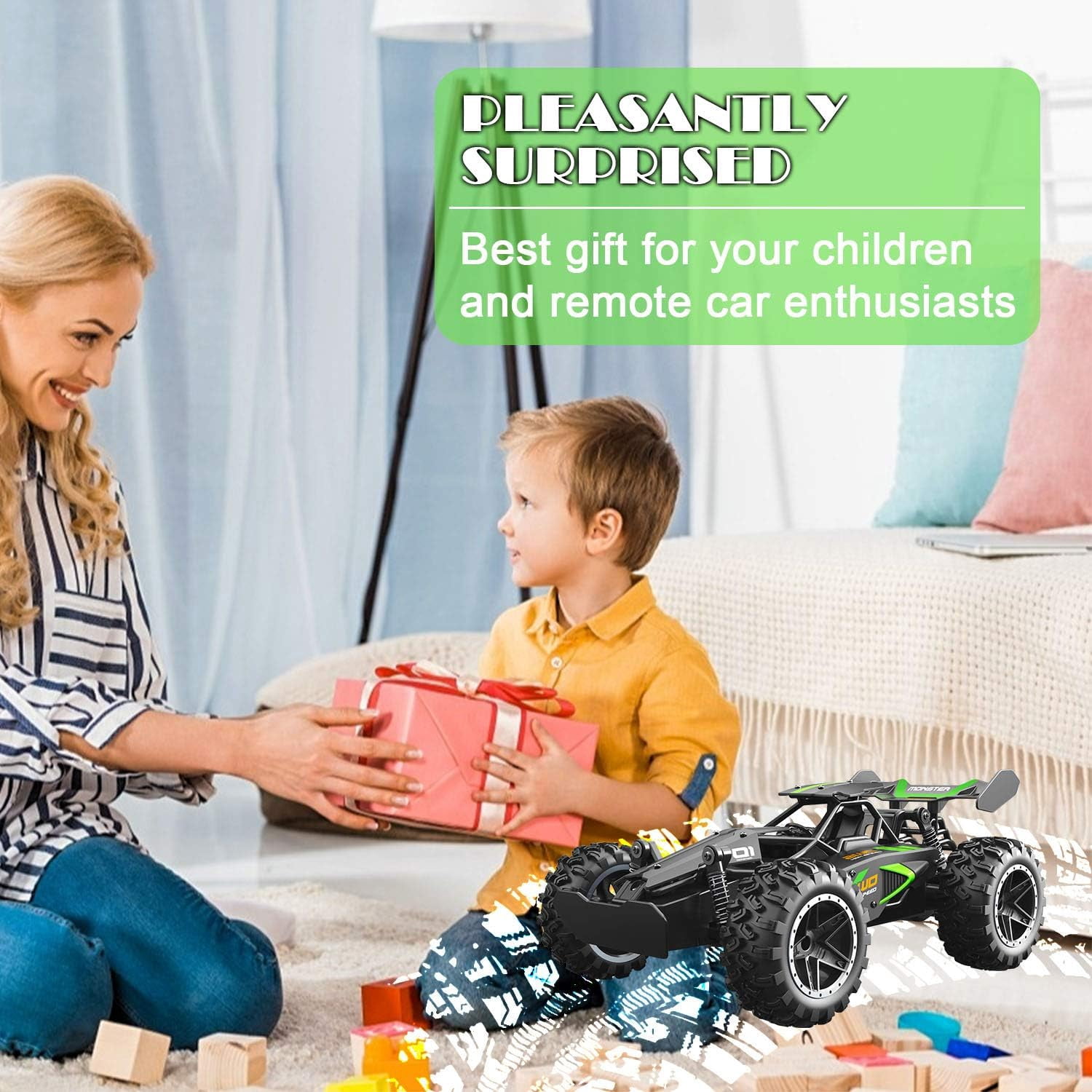 DoDoMagxanadu Remote Control Car, RC Cars for boys age 8-12, Toys Cars for boys age 4-7, 1:18 2.4Ghz All Terrain Off Road Monster RC Truck Toys for Kids, Easter Basket Stuffer