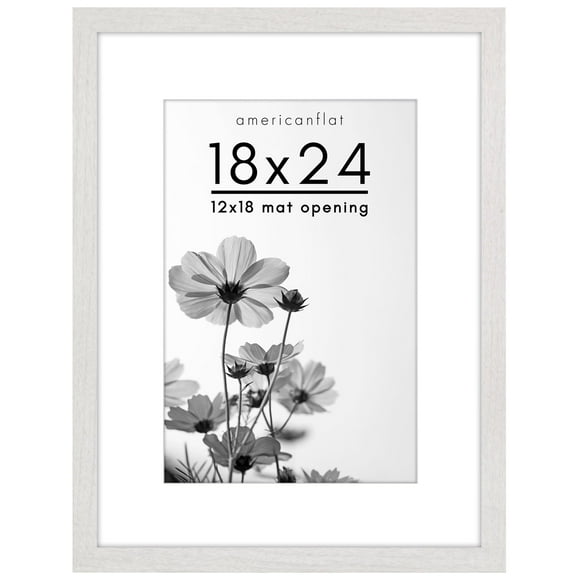 Americanflat 18x24 Poster Frame with Polished Plexiglass - Use as 12x18 Frame with Mat or 18x24 Frame Without Mat - Hudson Collection - Wide Picture Frame for Wall display - White