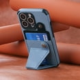 thumbnail image 6 of Compatible with iPhone 13 Pro Max Wallet Case, Kickstand Case with Credit Card Holder, Protective Phone Case with Shockproof TPU and Soft PU Leather Weave Pattern Cover - Blue, 6 of 13