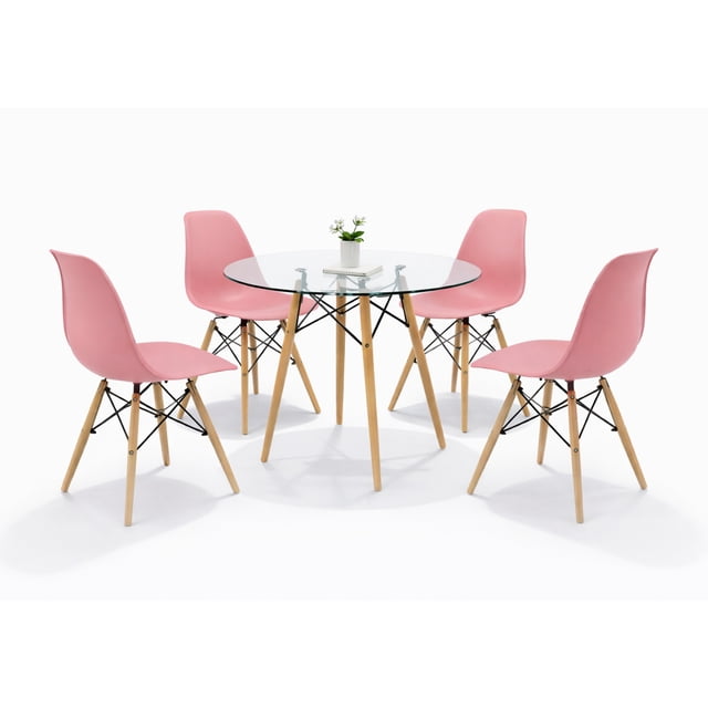 Mundo In Set Comedor Oslo 4 Sillas Mesa Redonda 80cm Polipropileno Madera Mundo In KITMESI0054