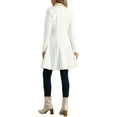 thumbnail image 3 of INSPIRE CHIC Women' Winter Overcoat Single Breasted Button Velvet Contrast Collar Pea Coat XS Cream White, 3 of 5