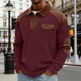 thumbnail image 4 of Gamivast Quarter Zip Pullover Men Waffle-Knit Pachwork Lapel Collar Sweatshirts Loose Fit Long Sleeve Shirts with Chest Pocket Gym & Outdoor Outfits, 4 of 6