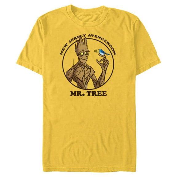 Marvel Ms. Marvel New Jersey Avengercon Groot Mr. Tree - Short Sleeve Blended T-Shirt for Adults - Customized-Yellow