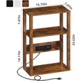 3Tier Small Narrow Wood Side Table with Charging Station, Skinny