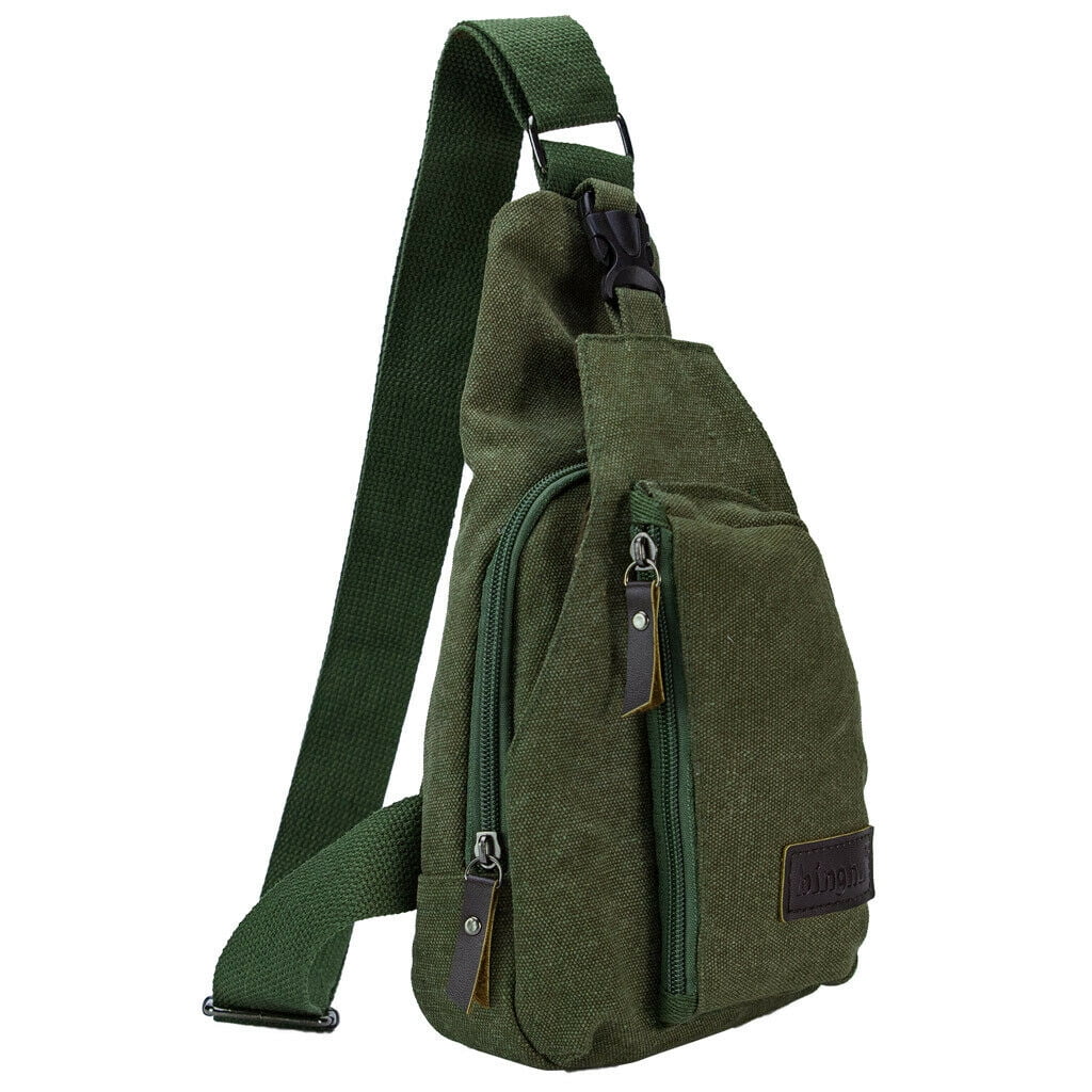 Spencer Canvas Sling Bag Small Crossbody Backpack Casual Shoulder Chest  Daypack for for Men Women Cycling Hiking Travel - 11.02*7.09*1.97 (Army  Green) 