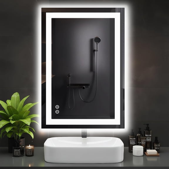 Anoak 24.1"x36.1" LED Bathroom Mirror, Bathroom Vanity Mirror | Smart Anti-Fog, Front Light and Backlit, 3 Color Temperatures, Dimmable, Memory Function
