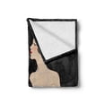 thumbnail image 2 of Old Hollywood Soft Flannel Fleece Throw Blanket, Pale Skin Lady with Long White Dress on Art Deco Backdrop, Cozy Plush for Indoor and Outdoor Use, 50" x 60", Charcoal Grey Beige, by Ambesonne, 2 of 6