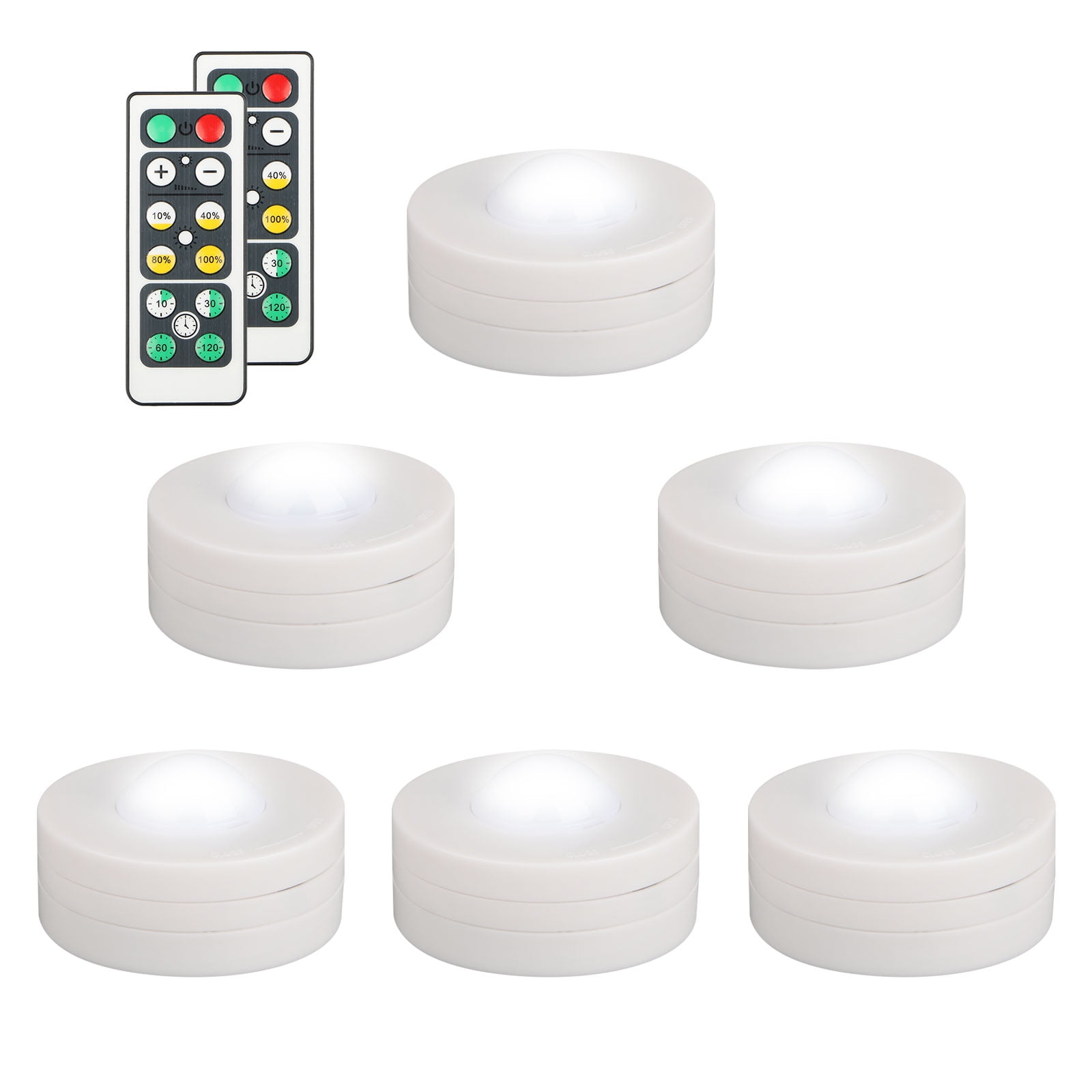 6 Packs Wireless LED Puck Lights Closet Lights Under Cabinet Lighting w/ Remote 