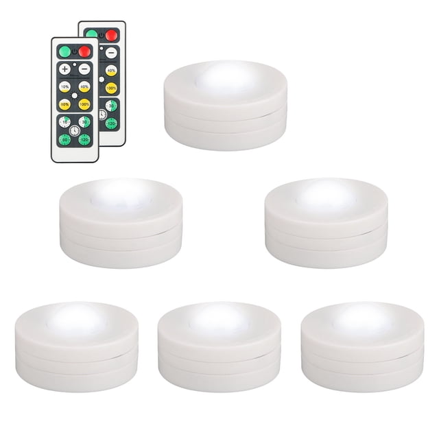 Wireless LED Puck Lights, 6-Pack Dimmable Under Cabinet Counter Lighting Closet Light, Battery Powered Remote Control Night Light Stick On Lights For Kitchen, Closet, Cabinet, Bookcase