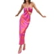 thumbnail image 2 of VISgogo Vestido sin mangas con cuello halter para mujer, atado con pliegues sin espalda Raya de cebra / Recorte con estampado de flores de una sola pieza VISgogo moda, 2 of 5