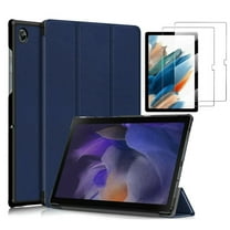 Galaxy Tab A8 10.5" (2022) Case SM-X200/X205/X207 With Screen Protector, Epicgadget Tri-Fold Stand Cover for Samsung Tab A8 with 2 Pieces Samsung Galaxy Tab A8 10.5 inch Tempered Glass (Navy Blue)