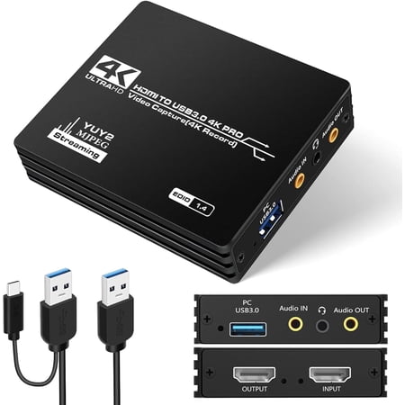 Zecamin 4K UHD Video Capture Card Compatible with Mac, with USB A to USB A/USB C Cable