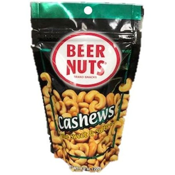 Beer Nuts Sweet and Salty Cashew, 8 Ounce Stand Up Pouch 6 per case