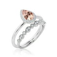 thumbnail image 3 of Beautiful Art Deco 1.75 Carat Pear Cut Affordable Morganite And Diamond Moissanite Engagement Ring, Classic Wedding Ring, One Matching Band in 925 Sterling Silver With 18k White Gold Plating, 3 of 3