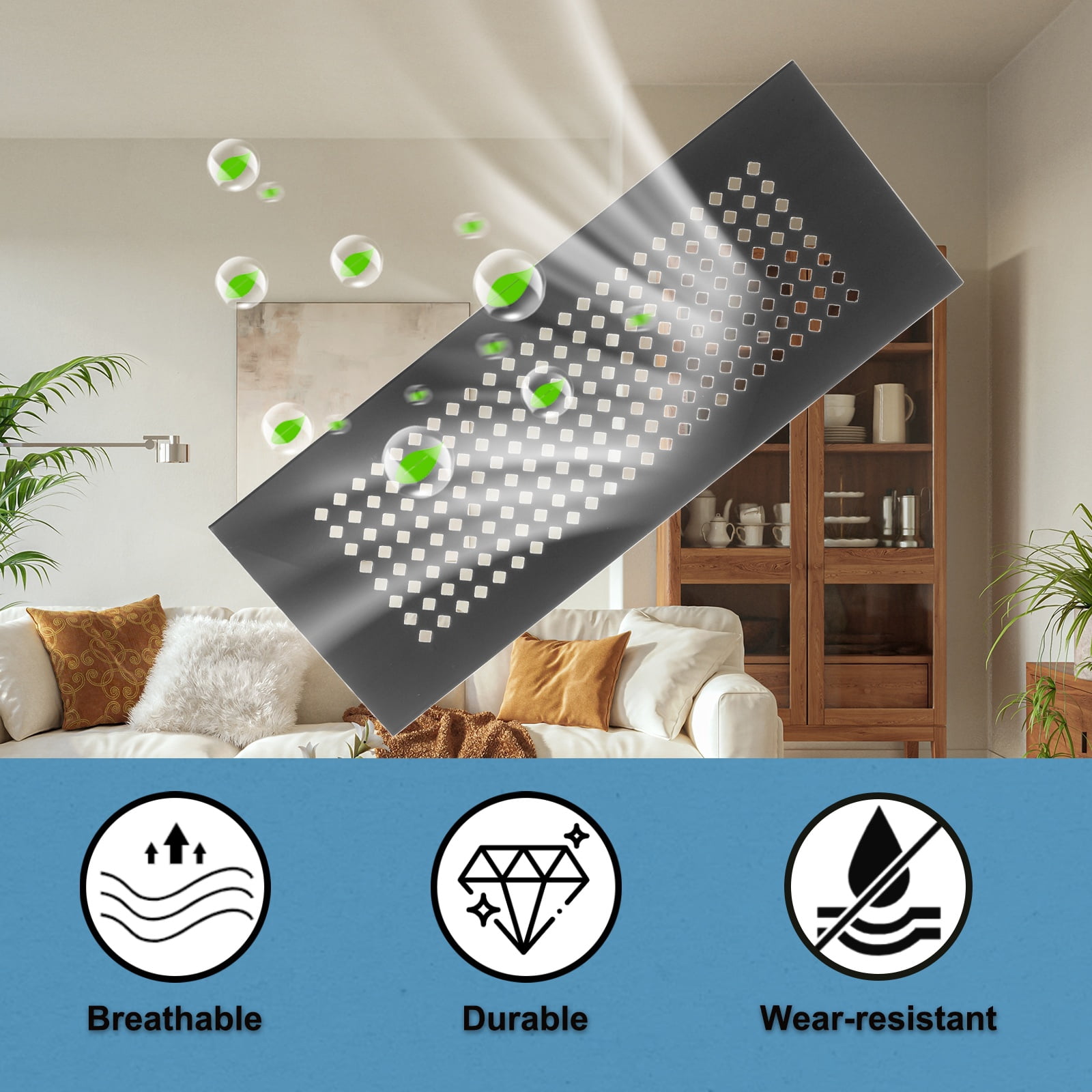 Uxcell 6 x 2 Inch Door Air Vent Cover, 3 Pcs Aluminum Grille Ventilation Cover Louvered Diamond Hole with Screws, Black
