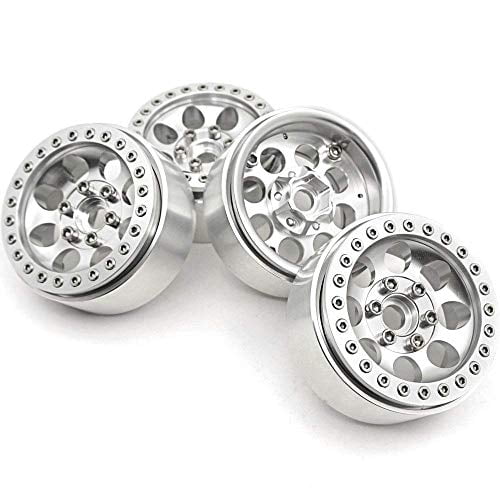 Sliver Hobbypark 1.9 Beadlock Wheels /& Tires 12mm Hub Aluminum for Traxxas TRX-4 Axial SCX10 1//10 RC Crawler,Set of 4