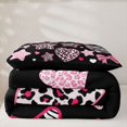 thumbnail image 5 of Feelyou Sugar Gothic Bow Twin Comforter Sets, Leopard Zebra Stars Bedding Set, Black Pink, Black Reversible, 2-Piece, 1 Comforter and 2 Pillowcases, 5 of 7