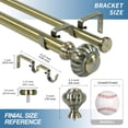 thumbnail image 3 of Urbanest Adjustable Double Curtain Rod Set Door Knob Flat Button Finials – 1″ Front & 3/4 Back Rod With Antique Brass Rod, 28–48 Inches, 3 of 6