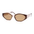 thumbnail image 3 of Womens Tapered Thick Temple Subtle Cat Eye Inset Lens Metal Rim Sunglasses Gold - Brown, 3 of 5