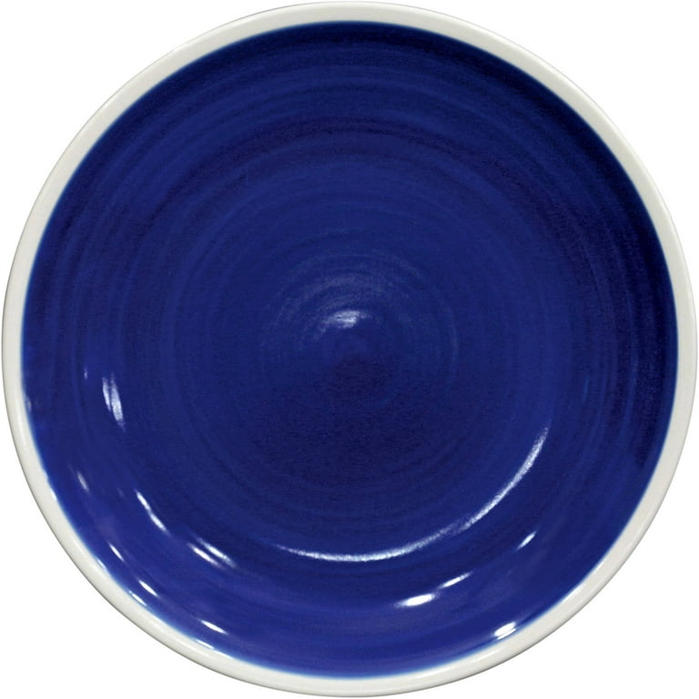 Cobalt Blue Blown Glass Dinner Plates, Blue Swirl Glass Dinnerware Set of 2