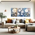 thumbnail image 3 of Hieng 3 Piece Flower Wall Art Gold Floral Canvas Print Wall Decor Black Picture Abstract Lotus Painting Contemporary Artwork Home Decoration for Living Room Bedroom(only canvas), 3 of 6