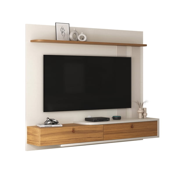 Mueble Para Tv 65" Panel Flotante C/Repisas Blanco NT1390