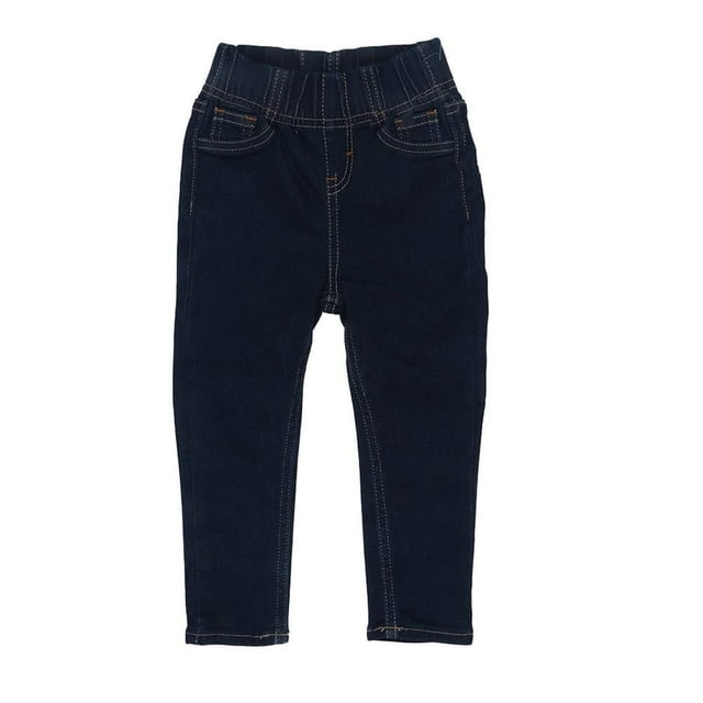 Jeans George para Niña, con Resorte en Cintura y Costuras Beige Azul Talla 3