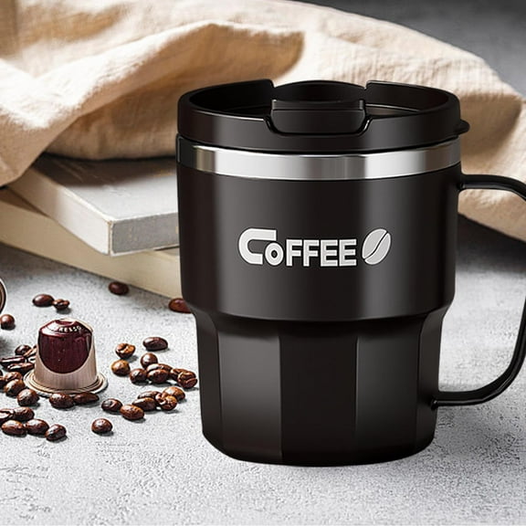 AuroraX Double-Walled Stainless Steel Coffee Mugs with Lids and Handle Warmer Insulated 16 Oz Large Coffee Mug Funny Novelty Cute Travel Cup Birthday Gifts for Women Men Office Coworkers(Black)