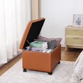thumbnail image 5 of 24" Square Ottomans with Storage, Leather Ottoman with Storage with Lockable Wheels and Hight Loading, Foot Stool Ottoman with Wheels for Makeup Room, Dorms and Apartments (Orange Brown), 5 of 15