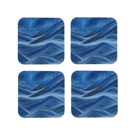 

Junzan Sparkling With Blue Print Coasters for Drinks - Leather Coasters Set of 4 for Coffee Table for Housewarming/Kitchen/Bar/Decor-Square