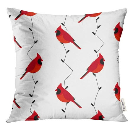 CMFUN Bird with Red Cardinal and Branches Graphic Pillow Case 16x16 Inches