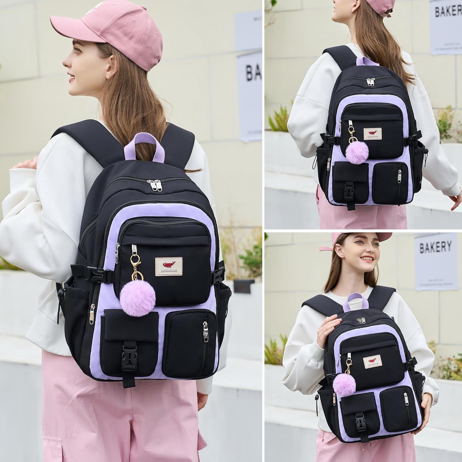 AO ALI VICTORY Laptop Backpack 15.6 inch Backpack Anti-theft Travel Backpack Large Schoolbag Teenagers（purple）