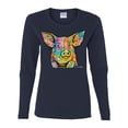 thumbnail image 3 of Dean Russo The Pig Animal Lover Womens Graphic Long Sleeve T-Shirt, Navy, Large, 3 of 6