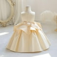 thumbnail image 5 of Generic Toddler Gowns New Satin Cloth Children's Evening Dress Three Design European Flower Girl Dresses for Fashion Casual Birthday Holiday Party Gown(18-24 Months,Beige), 5 of 6