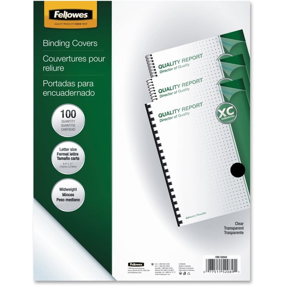 Crystals Clear PVC Binding Covers - Letter, 100 pack