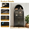 thumbnail image 4 of 71'' Tall Arched Pantry Storage Cabinet, Legahome Kitchen Pantry with 1 Drawer & 9 Shelves & 4 Doors & Adjustable Shelves, Kitchen Pantry Storage Cabinet for Dining Living Room, Black, 4 of 10