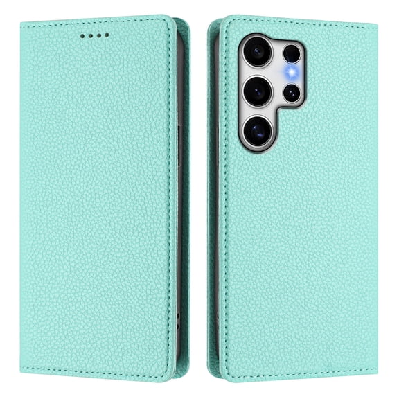 Magnetic Flip Wallet Case for Samsung Galaxys25 ultra,Compatible Card Holder with RFID Protection Built-in Stand TPU PU Leather Phone Cover, Mint green