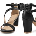 thumbnail image 7 of Ecetana Women's High Heel Sandals with Bow Strappy Chunky Heel Dress Shoes for Party Wedding, 7 of 7