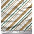 thumbnail image 1 of Soimoi Green Rayon Fabric Diagonal Stripe Print Fabric by the Yard 42 Inch Wide, 1 of 3