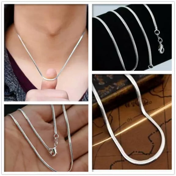 HOOUN Fashion 925 Silver Snake Chain Necklace 2MM Men Women Jewelry findings 16-30"-20"-1pc