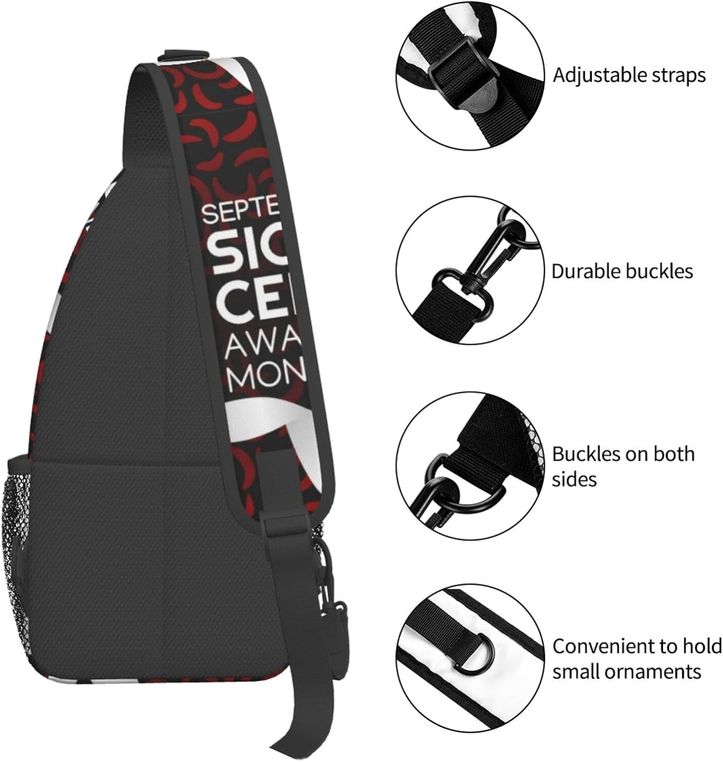Sickle Cell Awareness Month Sling Bag Crossbody Hiking Travel Chest Bags Backpack Shoulder Daypack for Women Men